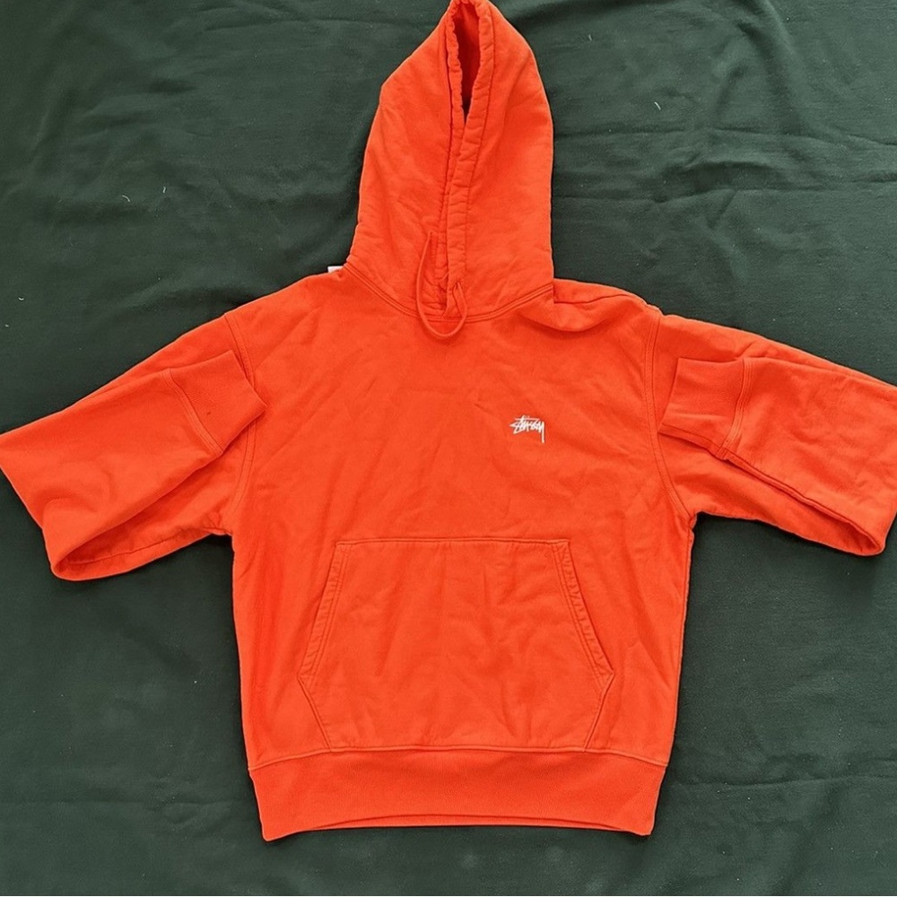 Stussy Basic Script Orange Hoodie Small NWT